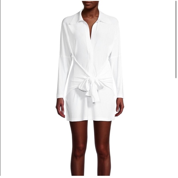 Norma Kamali Tie-Front Shirtdress white size s - Picture 4 of 5